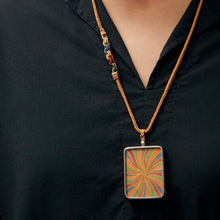 Auspicious Rainbow Thangka Pendant - Hand-Painted Silver / Titanium Jewelry