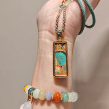 Green Tara Thangka Pendant Gilded Silver - Hand-Painted Mineral Pigment Jewelry
