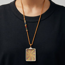 Auspicious Rainbow Thangka Pendant - Hand-Painted Silver / Titanium Jewelry