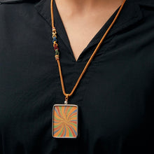 Auspicious Rainbow Thangka Pendant - Hand-Painted Silver / Titanium Jewelry