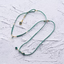 Green Tara Thangka Lotus Mudra Necklace - Hand-Painted Handwoven Jewelry