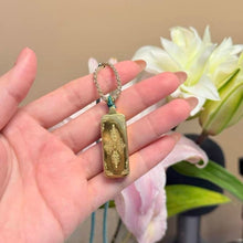 Green Tara Thangka Pendant Gilded Silver - Hand-Painted Mineral Pigment Jewelry