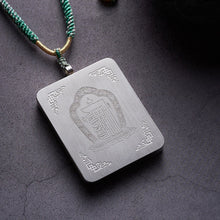 Green Tara Thangka Lotus Mudra Necklace - Hand-Painted Handwoven Jewelry