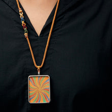 Auspicious Rainbow Thangka Pendant - Hand-Painted Silver / Titanium Jewelry